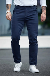 Gambluss Navy Twill Cotton Pant