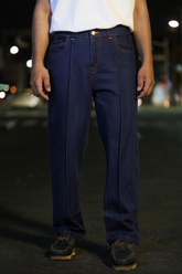 Gambluss Baggy cross pocket Pleated Pant- Dark Navy