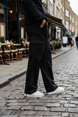 Gambluss Essential Relaxed-Fit Denim cargo Pant- Jet Black-CP