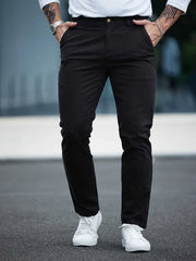 Gambluss Jet-Black Casual Cotton Pant