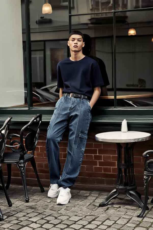 Gambluss Essential Relaxed-Fit Denim Cargo- Dark Charcoal