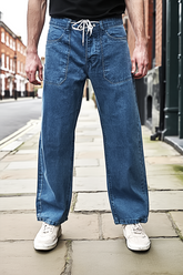 Gambluss Relaxed-Fit Cut-Pocket Pant - Navy Blue