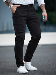 Gambluss Jet-Black Casual Cotton Pant