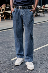 Gambluss Relaxed-Fit Pleated Pant - Gray-Navy