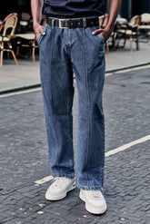 Gambluss Relaxed-Fit Pleated Pant - Gray-Navy