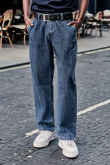 Gambluss Relaxed-Fit Pleated Pant - Gray-Navy