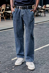 Gambluss Relaxed-Fit Pleated Pant - Gray-Navy