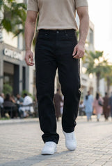 Gambluss Straight-Fit Jet Black Twill Pant for Ultimate Comfort and Style
