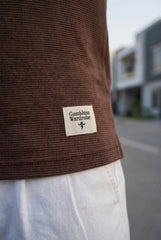 Gambluss Knitted Cotton Textured Polo Shirt - Brown