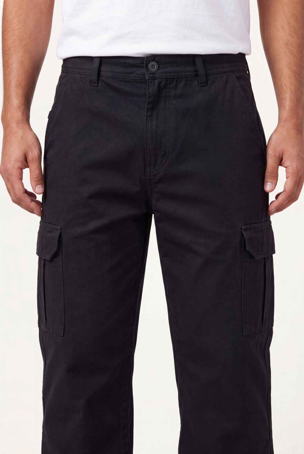 Relaxed Fit Baby Canvas Cotton Cargo Pant – Black