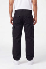 Relaxed Fit Baby Canvas Cotton Cargo Pant – Black
