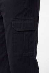 Relaxed Fit Baby Canvas Cotton Cargo Pant – Black