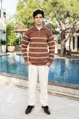 Gam Hazel Stripe Cotton Fleece Tracksuit | Brown