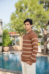 Gambluss Hazel Stripe Cotton Fleece Tracksuit | Brown