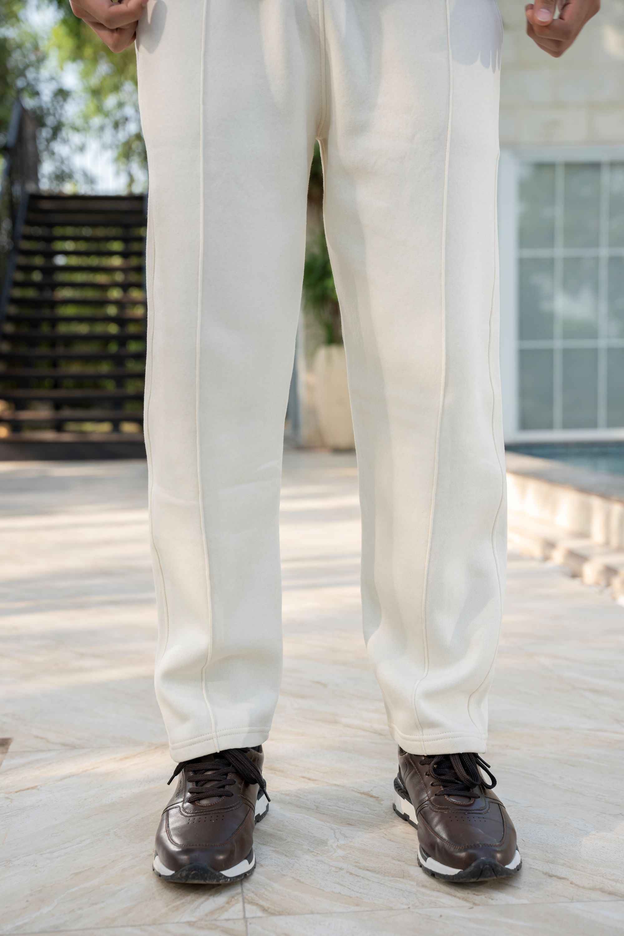 Gam Hazel Stripe Cotton Fleece Tracksuit | Brown