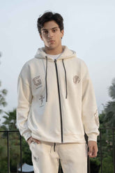 Graphic Ivory Oversized Hoodie- Off white