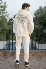 Gambluss Ivory Oversized Graphic Zipper Hoodie Tracksuit | Cotton Fleece Streetwear