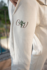 Gambluss Ivory Oversized Graphic Zipper Hoodie Tracksuit | Cotton Fleece Streetwear