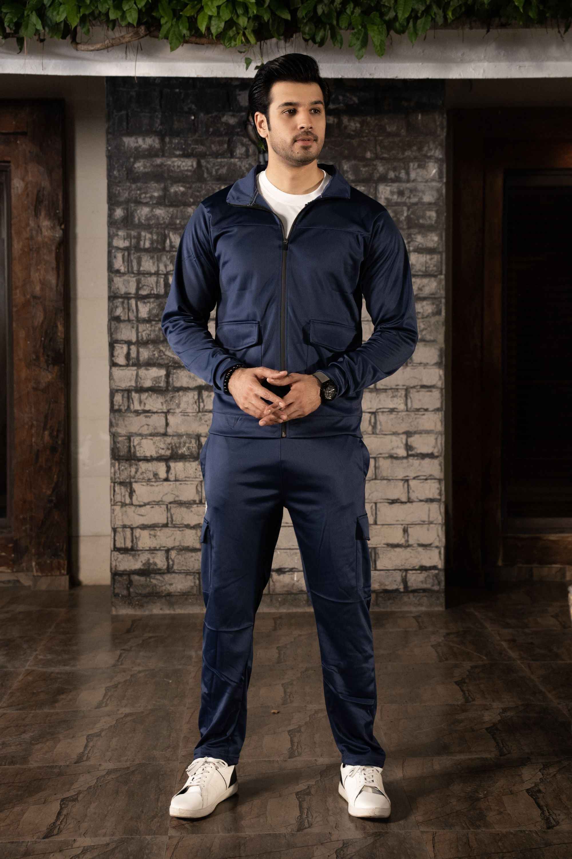 Gam Navy Luxe Tracksuit | Imported Tendra Fabric | High-Stretch Warm Tracksuit