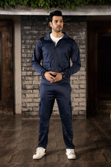 Gam Navy Luxe Tracksuit | Imported Tendra Fabric | High-Stretch Warm Tracksuit