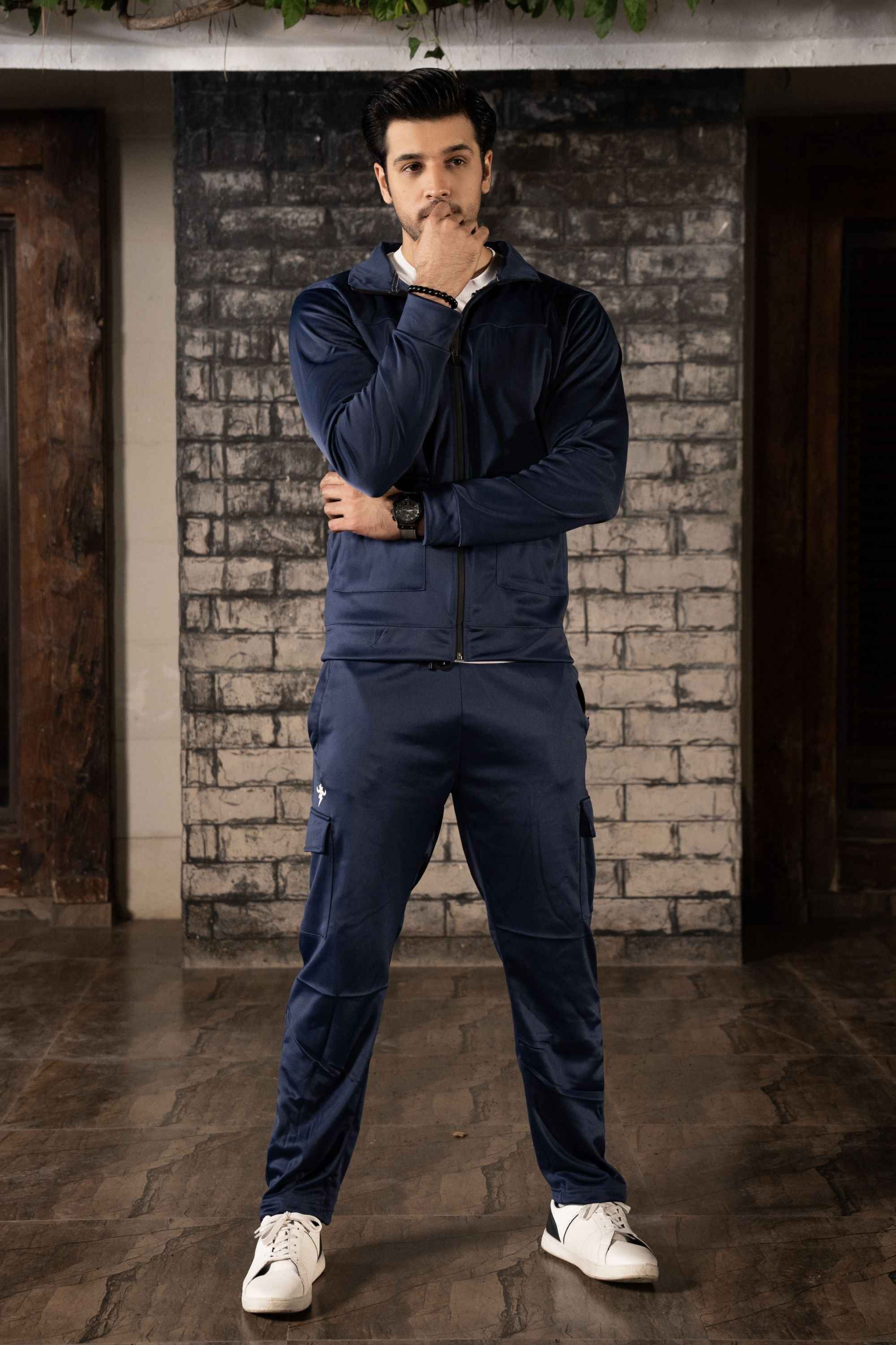 Gam Navy Luxe Tracksuit | Imported Tendra Fabric | High-Stretch Warm Tracksuit