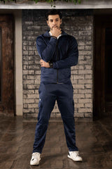 Gam Navy Luxe Tracksuit | Imported Tendra Fabric | High-Stretch Warm Tracksuit
