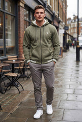 Gambluss Olive Winter Hoodie – Chain Yarn Fleece 350 GSM with Fur Inner