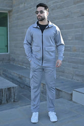 Gambluss Silver Luxe Tracksuit | Imported Tendra Fabric | High-Stretch Warm Tracksuit