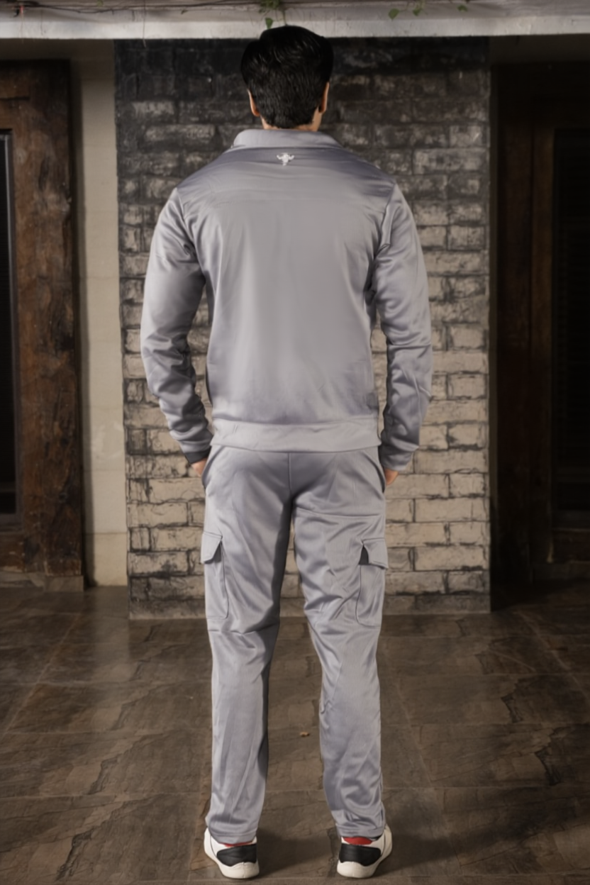 Gambluss Silver Luxe Tracksuit | Imported Tendra Fabric | High-Stretch Warm Tracksuit