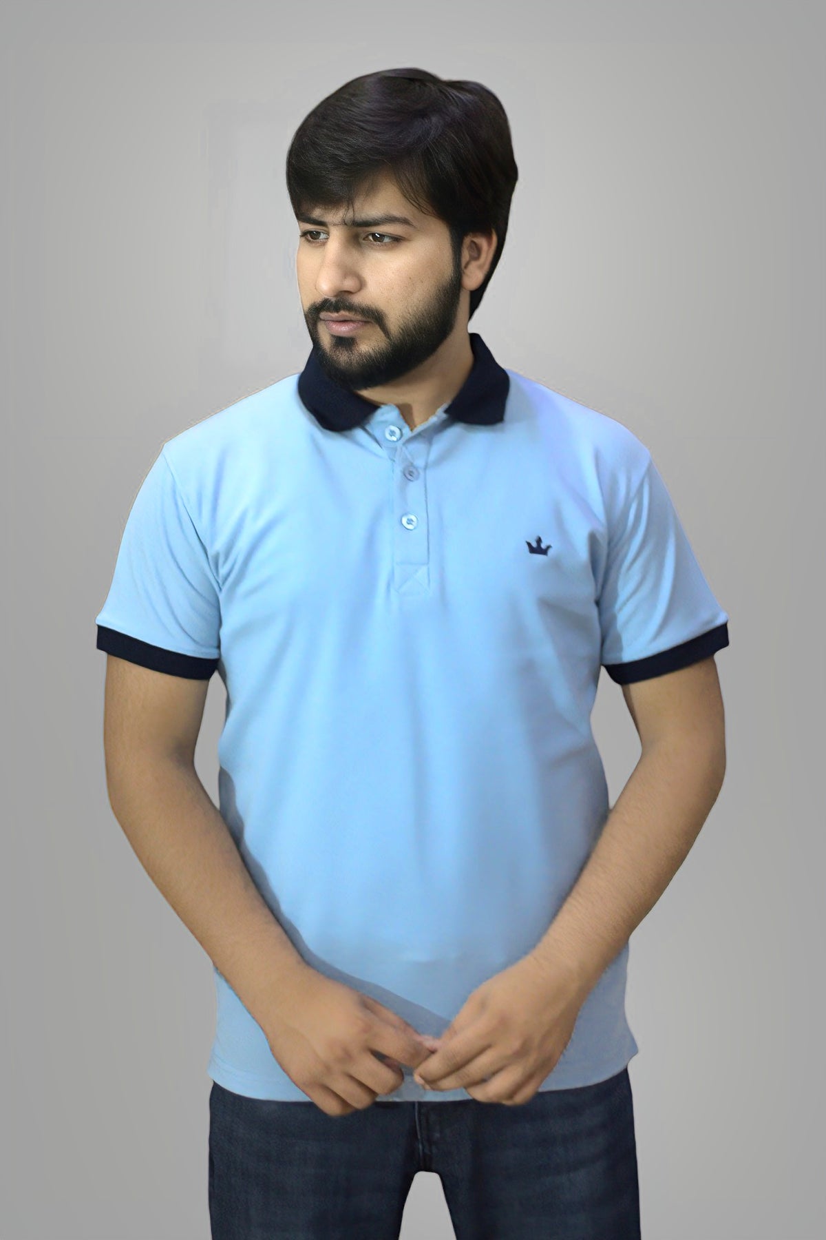 Gambluss plain Pique Polo- Sky