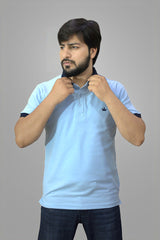 Gambluss plain Pique Polo- Sky