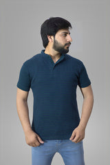 Gambluss Thermal Stripper Henley  POLO - NAVY