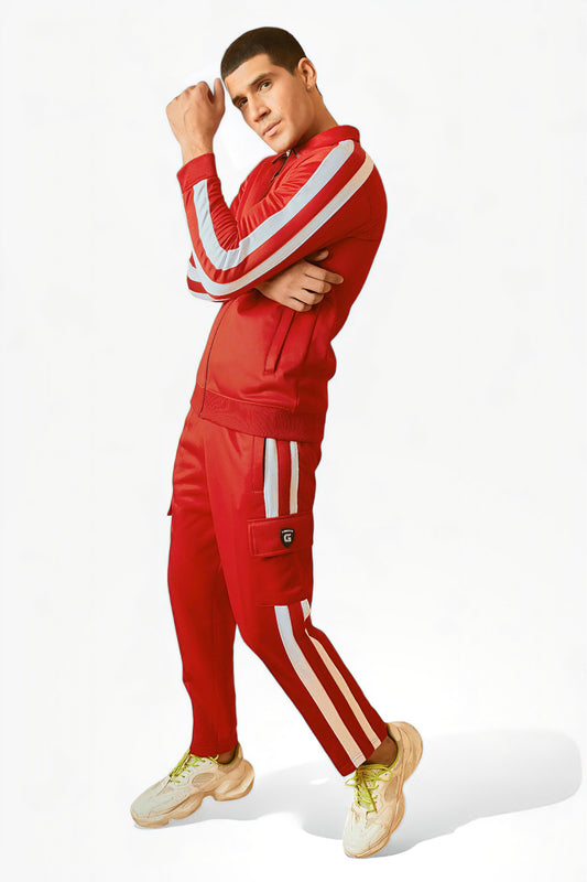 Cargo Sports Tracksuit-Red