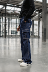 Gambluss Essential Relaxed-Fit Denim Cargo- Dark Navy