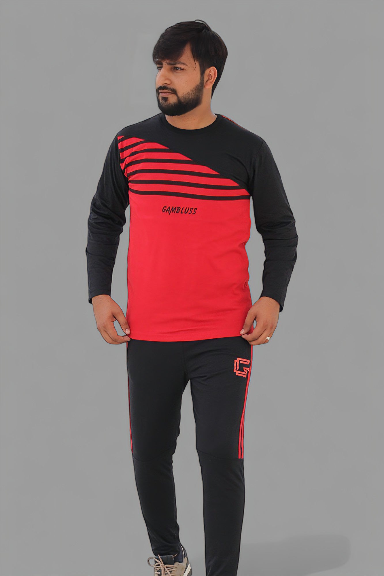 Black Essense Tracksuit – Black/Red