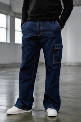 Gambluss Essential Relaxed-Fit Denim Cargo- Dark Navy