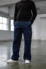 Gambluss Essential Relaxed-Fit Denim Cargo- Dark Navy