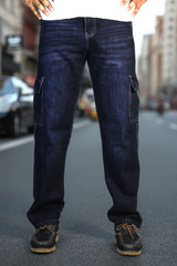 Gambluss Essential Relaxed-Fit Denim Cargo- Navy