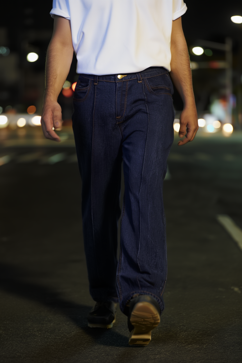 Gambluss Baggy cross pocket Pleated Pant- Dark Navy