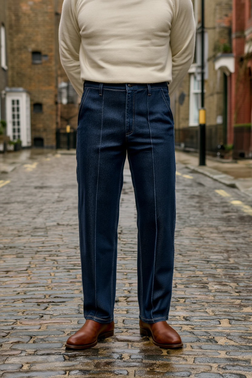 Gambluss Baggy cross pocket Pleated Pant- Dark Navy