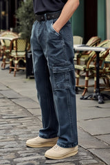 Gambluss Essential Relaxed-Fit Denim Cargo- Dark Charcoal