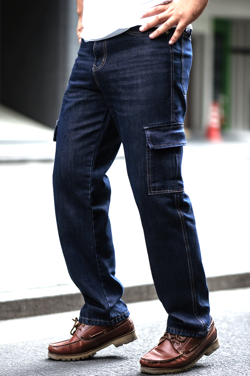 Gambluss Essential Relaxed-Fit Denim Cargo- Navy