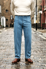 Gambluss Relaxed-Fit Pleated Pant - light blue-CP