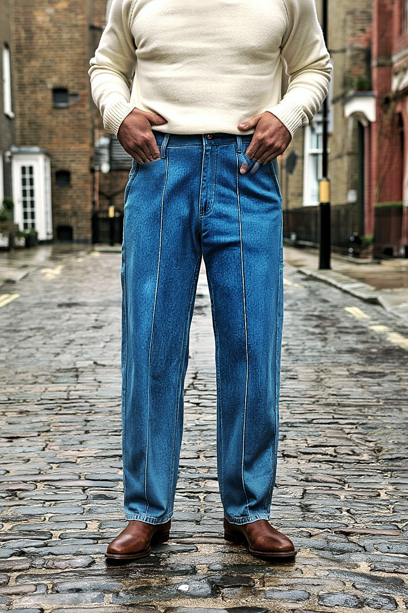 Gambluss Relaxed-Fit Pleated Pant - Navy Blue -CP