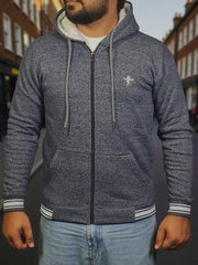 Gambluss Navy Winter Hoodie – Chain Yarn Fleece 350 GSM with Fur Inner