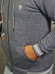 Gambluss Navy Winter Hoodie – Chain Yarn Fleece 350 GSM with Fur Inner