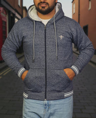 Gambluss Navy Winter Hoodie – Chain Yarn Fleece 350 GSM with Fur Inner