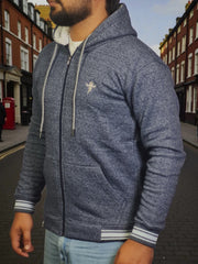 Gambluss Navy Winter Hoodie – Chain Yarn Fleece 350 GSM with Fur Inner