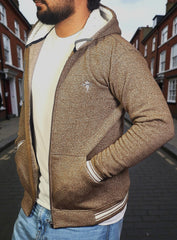 Gambluss Brown Winter Hoodie – Chain Yarn Fleece 350 GSM with Fur Inner