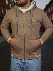 Gambluss Brown Winter Hoodie – Chain Yarn Fleece 350 GSM with Fur Inner